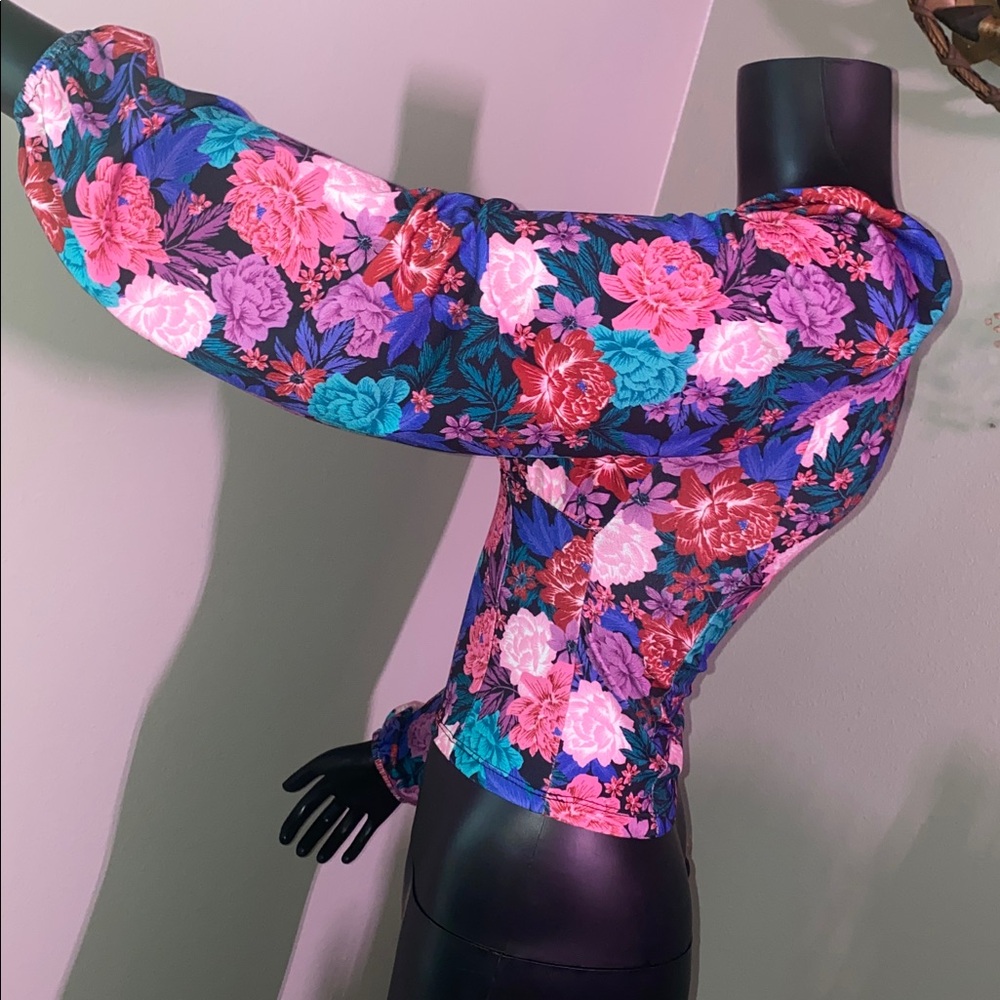 SO Multicolor Floral Puff Longsleeve Blouse Top - Picture 7 of 12